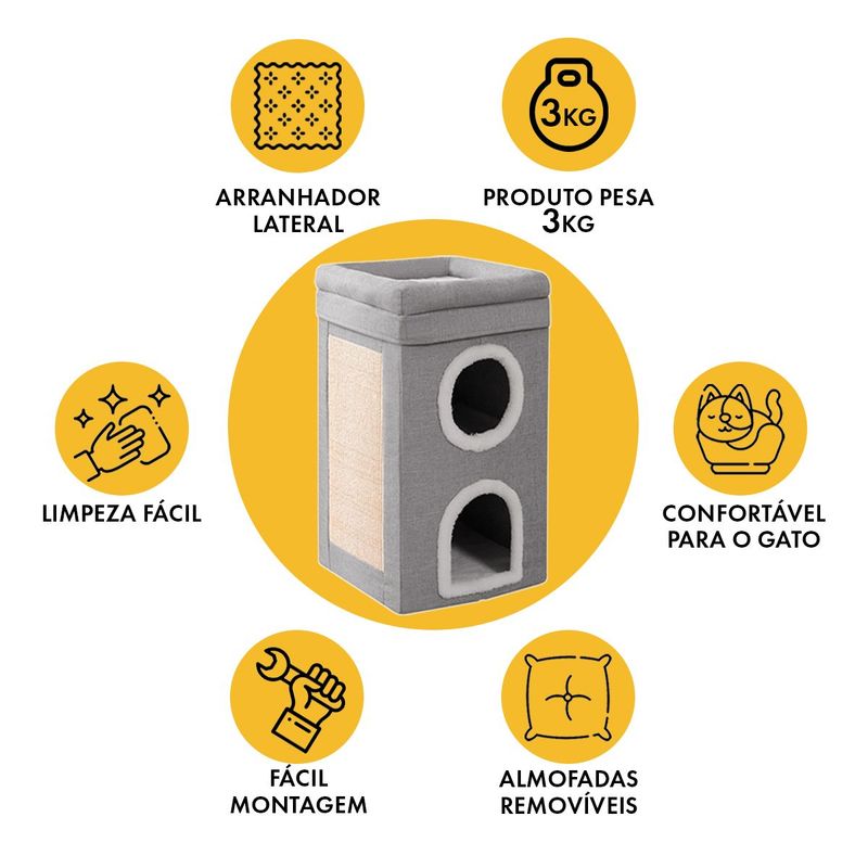 Casa Cama Animaux Arranhador 03 Andares para Gatos Cinza 2
