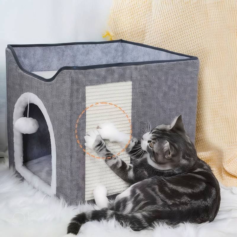 casa-cubo-animaux-com-arranhador-e-brinquedo-para-gatos-cinza-6 jpg