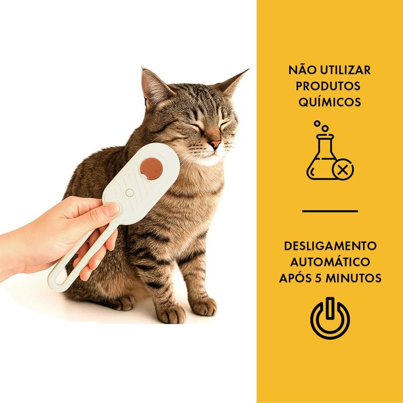 Escova Animaux Anti Pelos Vapor Recarreg vel para C es e Gatos Branco 4