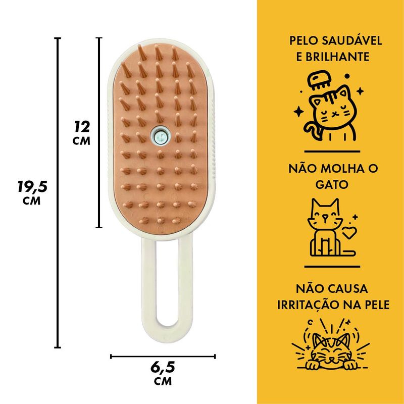 Escova Animaux Anti Pelos Vapor Recarreg vel para C es e Gatos Branco 5