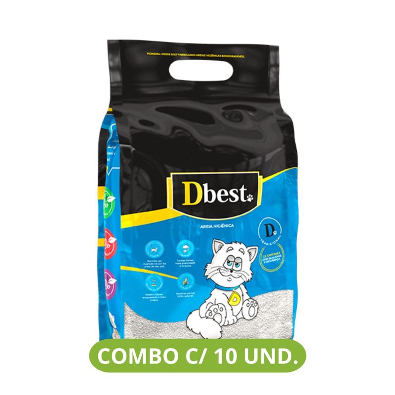 Combo Areia Higi nica Dbest Tradicional 2kg - Cont m 10 unidades 0