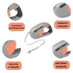 Guia Retr til Animaux Retangular 2 para Coleira Passeio para C es Porte Pequeno e M dio Laranja 4 5m 3