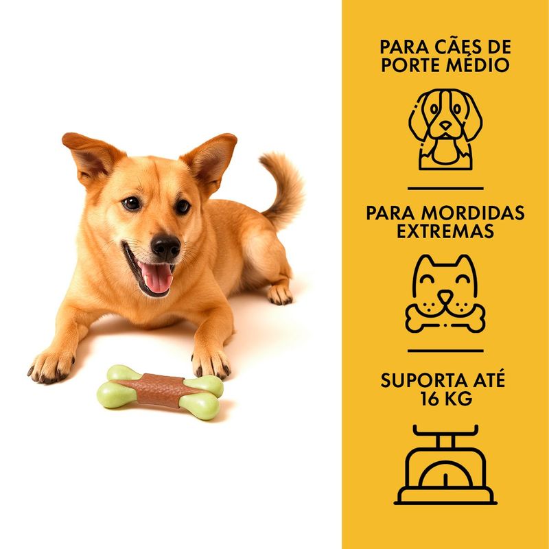 Mordedor Animaux Osso para C es Porte M dio Sabor e Cheiro de Carne - Tamanho M 2