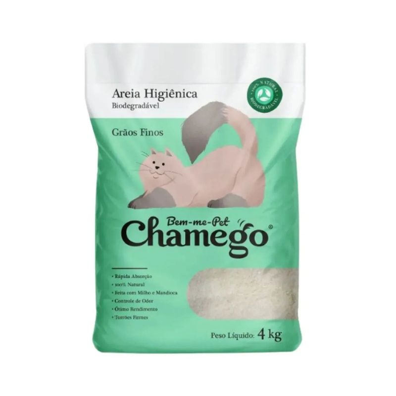 Areia Higi nica Chamego Gr os Finos para Gatos 4kg 0
