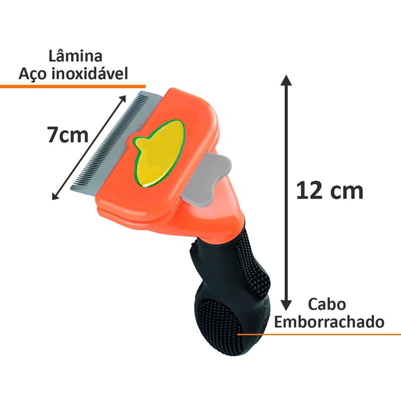 Escova Animaux Rasqueadeira Pelos Longos para C es e Gatos Porte Pequeno Laranja Cinza - Tamanho M 2
