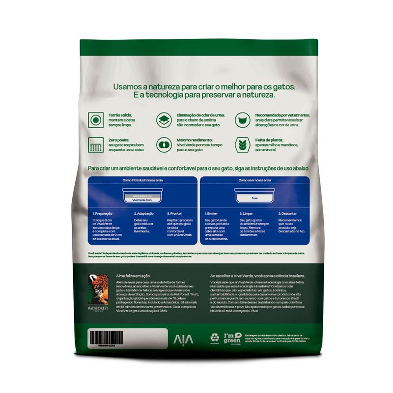 Areia Higi nica Viva Verde para Gatos Gr os Finos 4kg 1