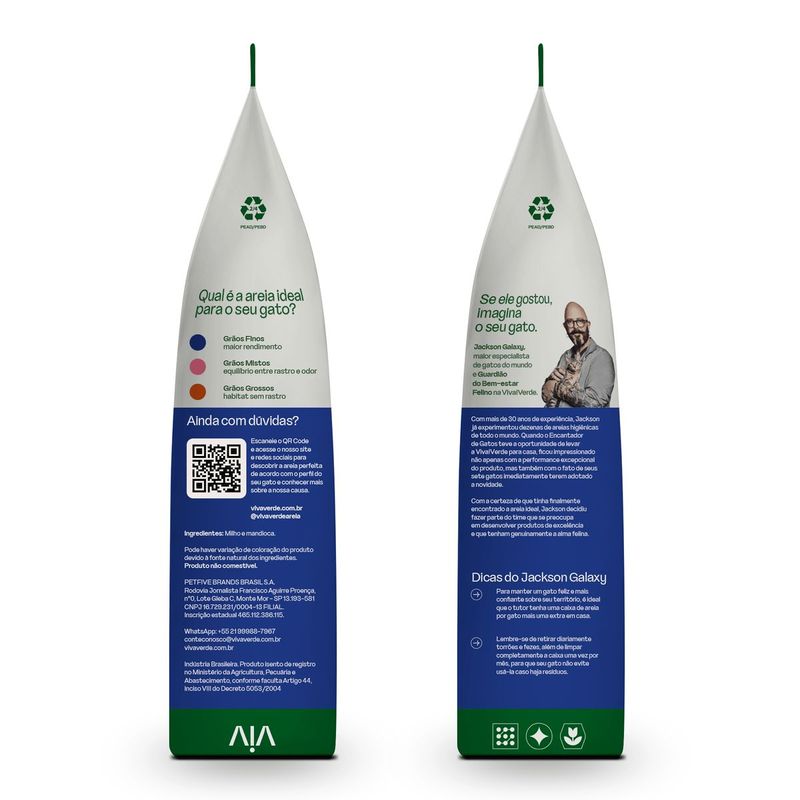 Areia Higi nica Viva Verde para Gatos Gr os Finos 4kg 2