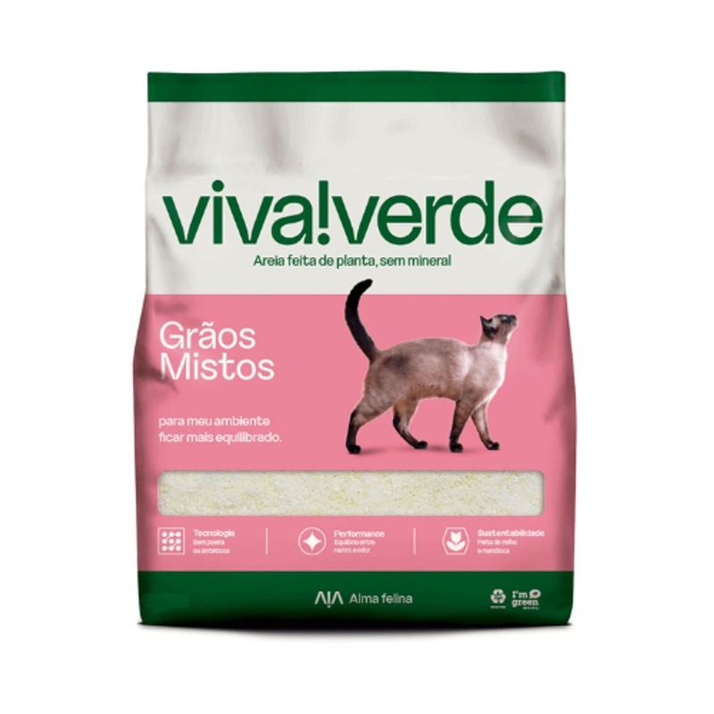 Areia Higi nica Viva Verde para Gatos Gr os Mistos 10kg 0