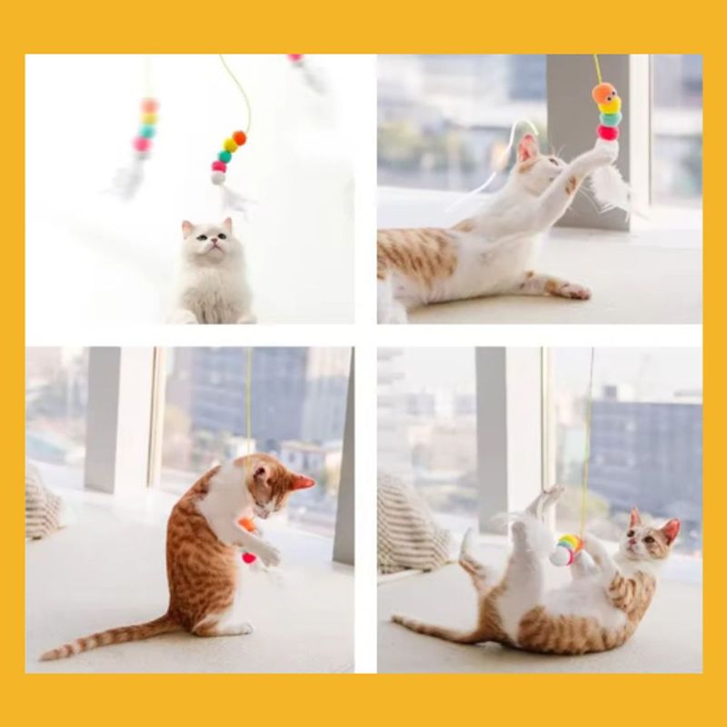 Brinquedo Napi El stico com Bolinha para Gatos - Cores Sortidas  3