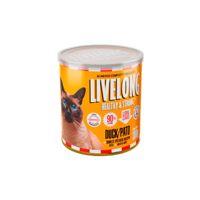 Alimento Natural Livelong para Gatos Pato 300g 2