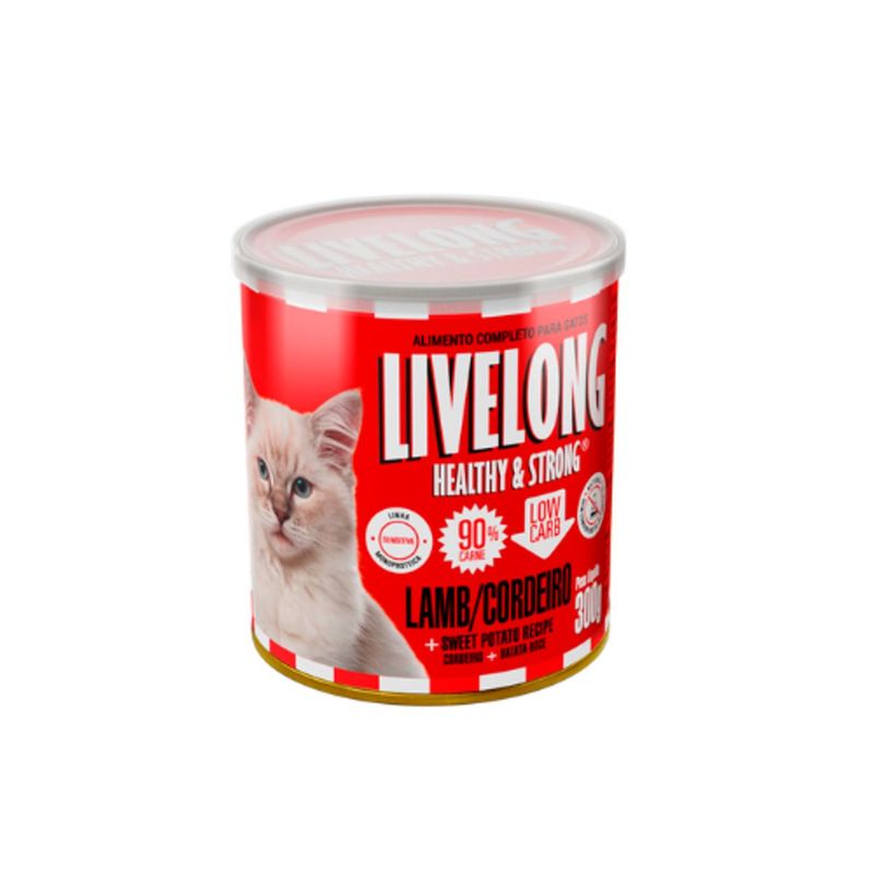 Alimento Natural Livelong para Gatos Cordeiro 300g 2