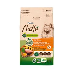 Ração Seca Premier Nattú para Cães Adultos Porte Pequeno Mandioquinha e Cúrcuma 2,5kg