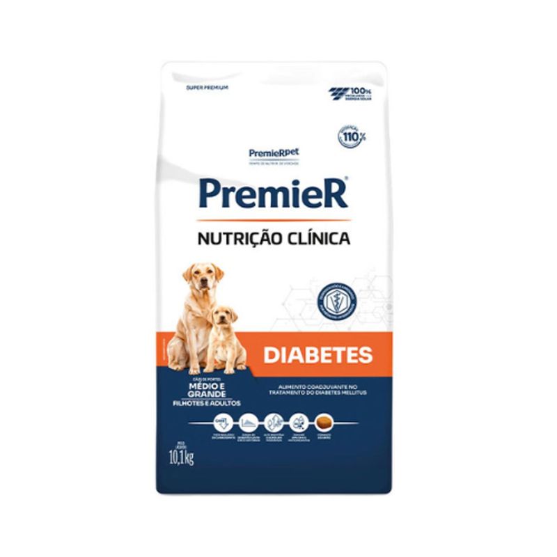 Ra  o Seca Premier Nutri  o Cl nica Diabetes C es Porte M dio e Grande 10 1kg 0