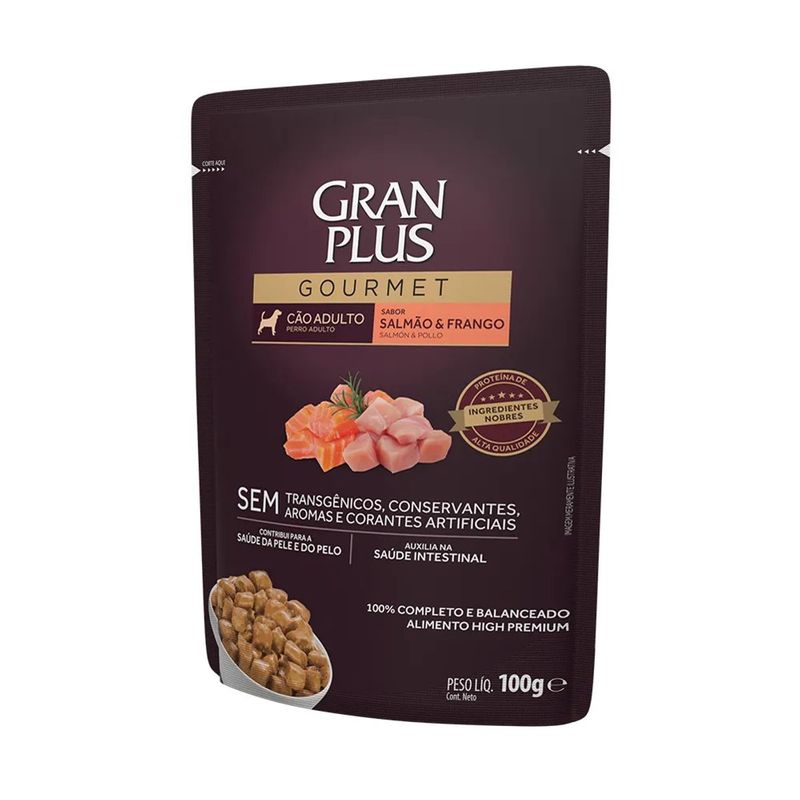 Ra  o  mida GranPlus Gourmet para C es Adultos Salm o e Frango 100g 1