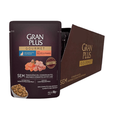 Combo Ração Úmida GranPlus Gourmet para Gatos Adultos Castrados Salmão e Frango 85g - Contém 18 unidades