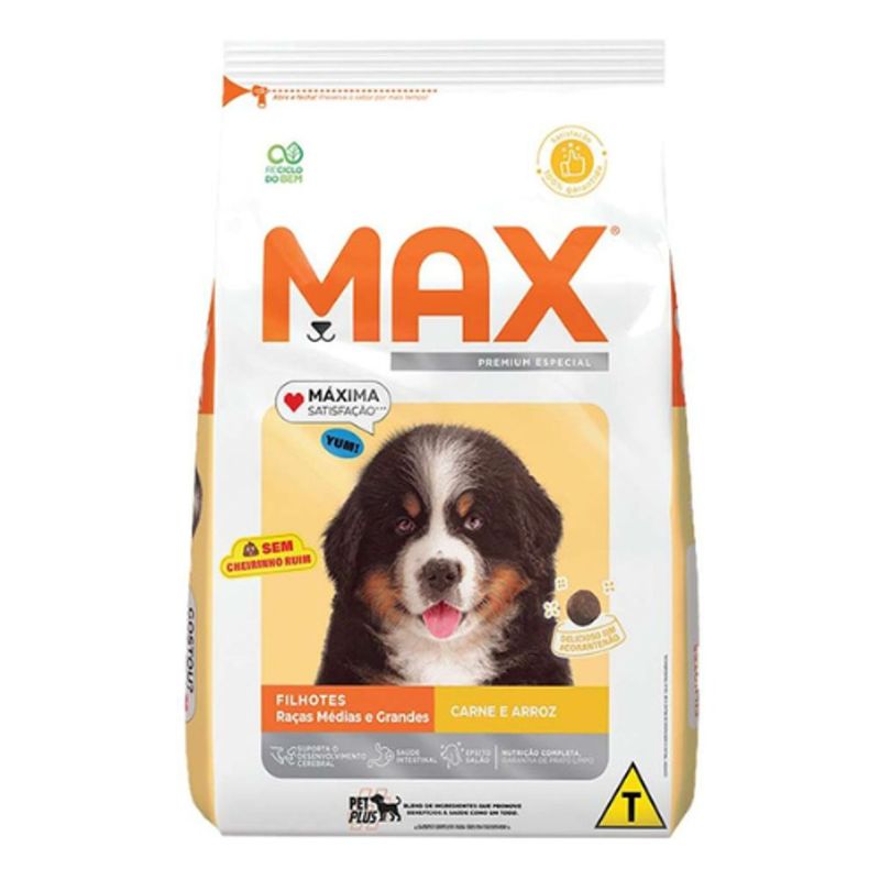 Ra  o Seca Max para C es Filhotes Porte M dio e Grande Carne e Arroz 20kg 0