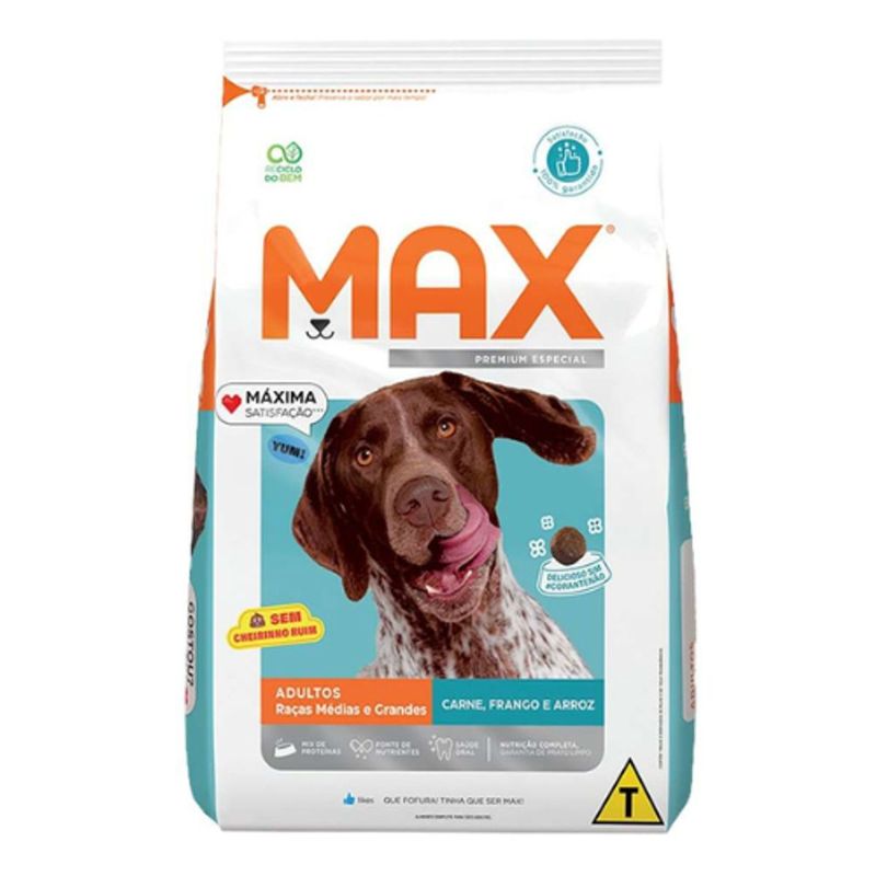 Ra  o Seca Max para C es Adultos Porte M dio e Grande Carne  Frango e Arroz 15kg 0