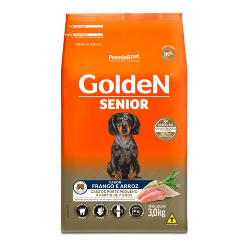 Ra  o Seca Golden S nior para C es Idosos Porte Pequeno Mini Bits Frango 3kg 0