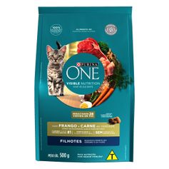 Ração Seca One Visible Nutrition para Gatos Filhotes Frango e Carne 500g