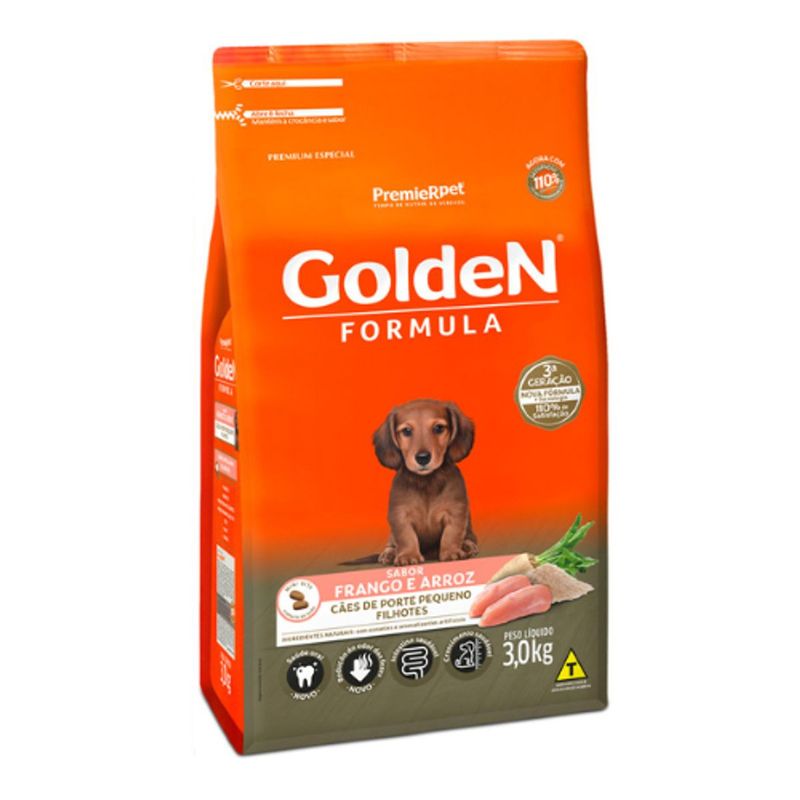 Ra  o Seca Golden F rmula para C es Filhotes Porte Pequeno Mini Bits Frango 3kg 1