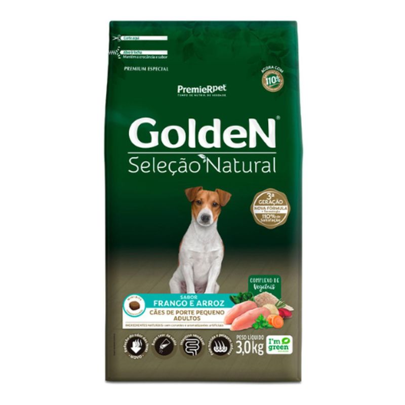 Ra  o Seca Golden Sele  o Natural para C es Adultos Porte Pequeno Mini Bits Frango 3kg 0