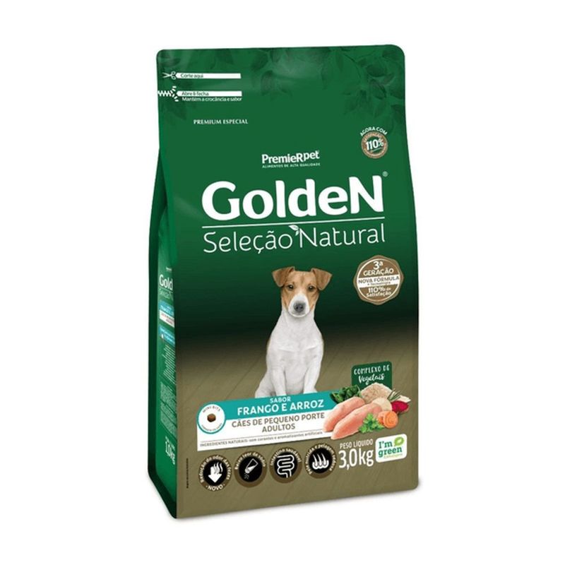 Ra  o Seca Golden Sele  o Natural para C es Adultos Porte Pequeno Mini Bits Frango 3kg 1