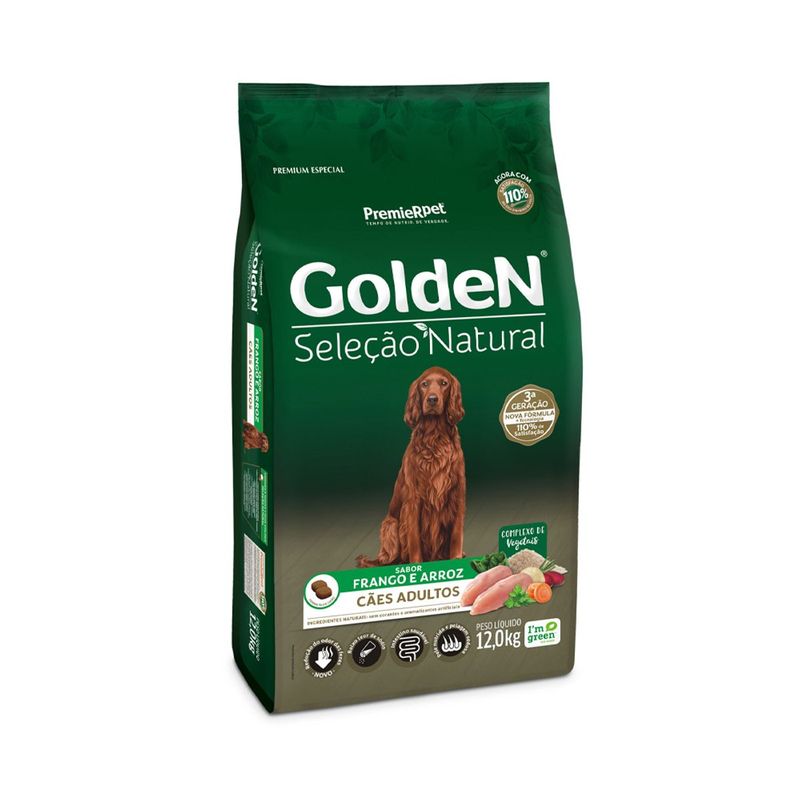 Ra  o Seca Golden Sele  o Natural para C es Adultos Frango 12kg 1