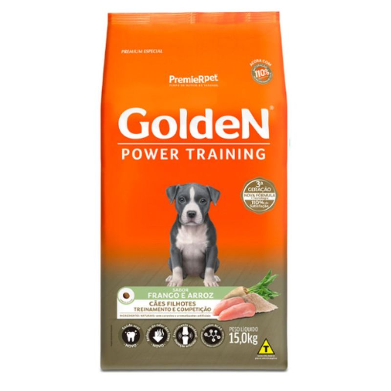 Ra  o Seca Golden Power Training para C es Filhotes Frango 15kg 0