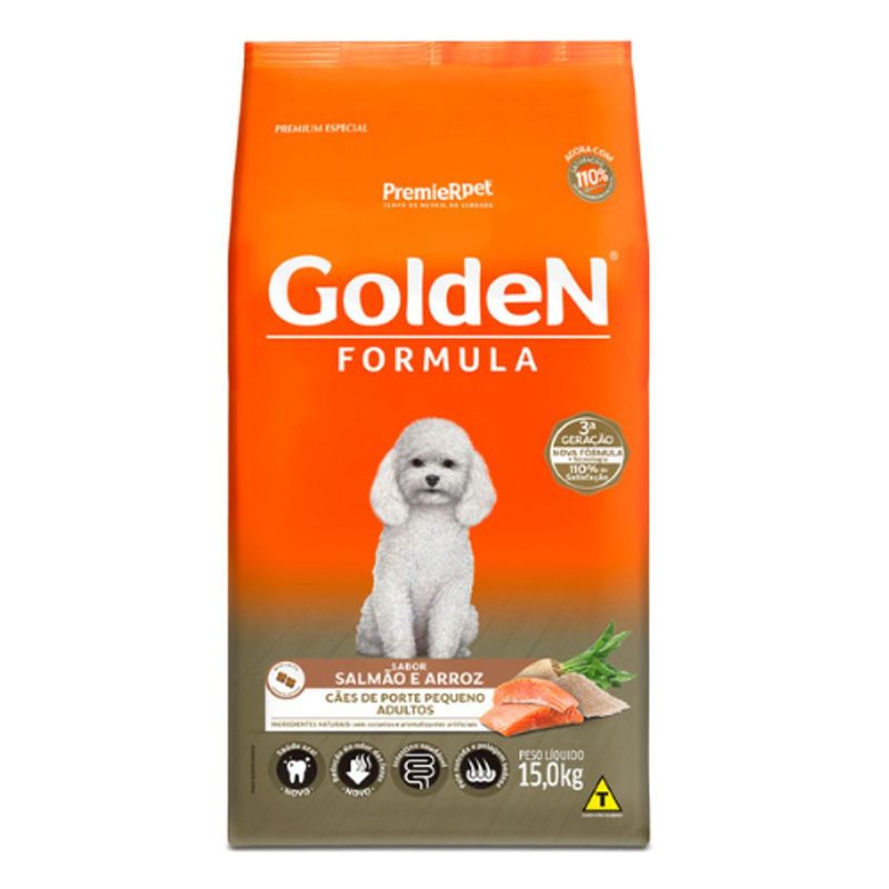 Ra  o Seca Golden F rmula para C es Adultos Porte Pequeno Mini Bits Salm o 15kg 0