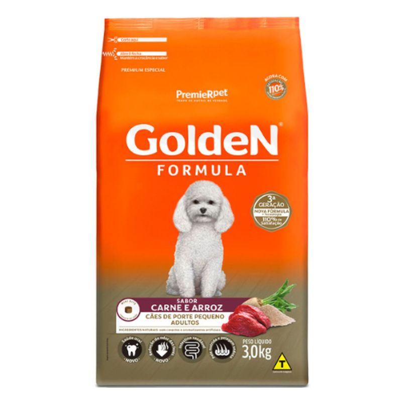 Ra  o Seca Golden F rmula para C es Adultos Porte Pequeno Mini Bits Carne 3kg 0