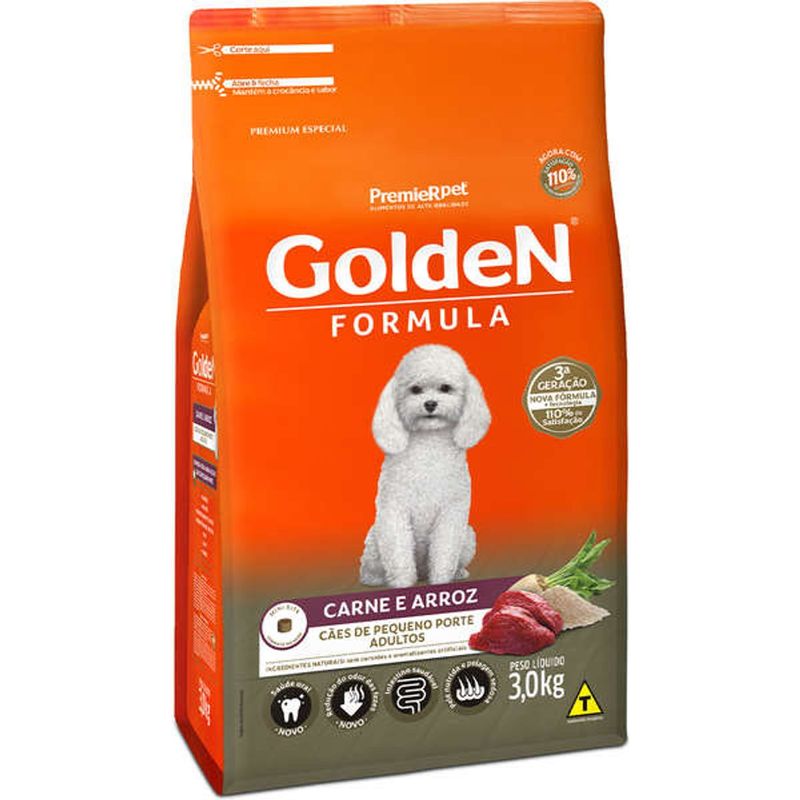 Ra  o Seca Golden F rmula para C es Adultos Porte Pequeno Mini Bits Carne 3kg 1
