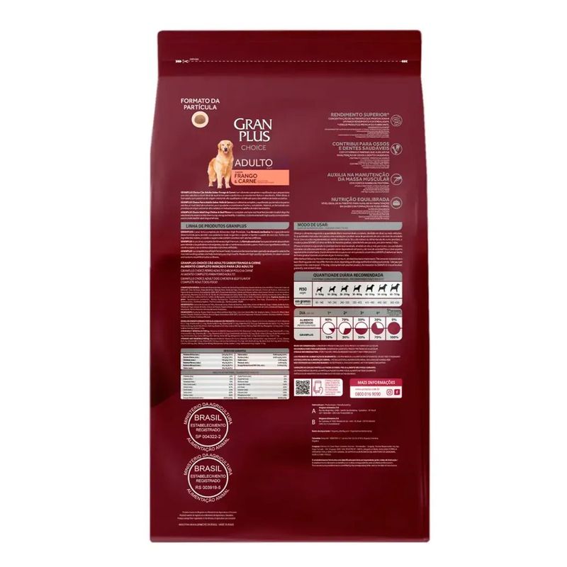 Ra  o Seca GranPlus Choice para C es Adultos Frango e Carne 15kg 2