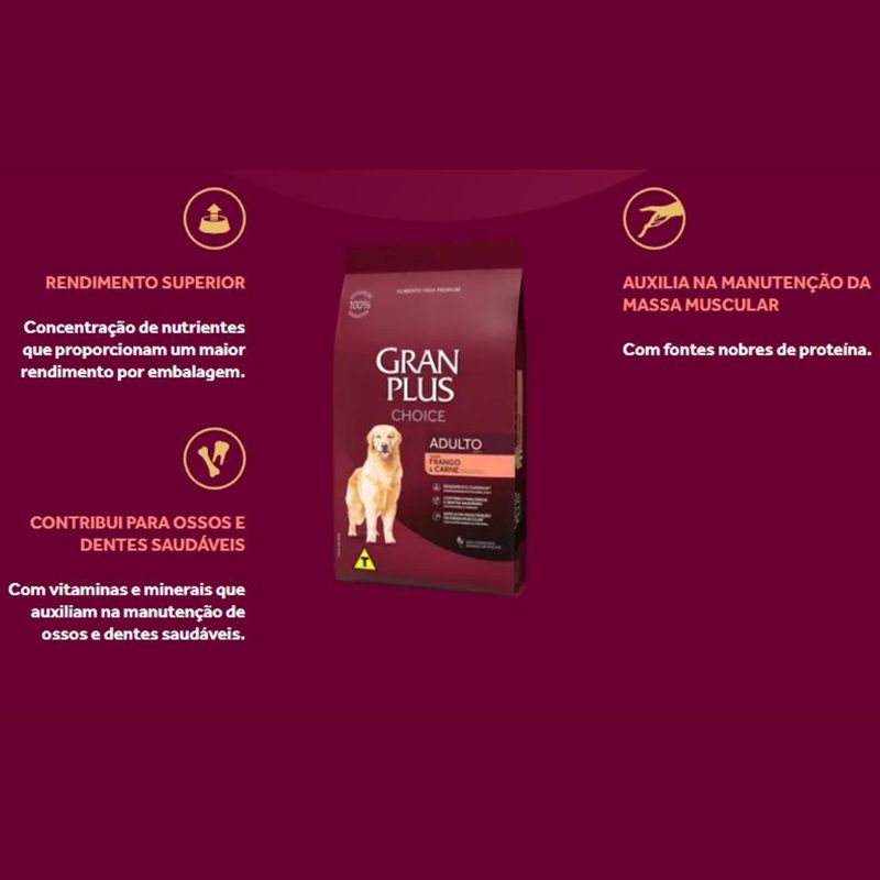 Ra  o Seca GranPlus Choice para C es Adultos Frango e Carne 15kg 5