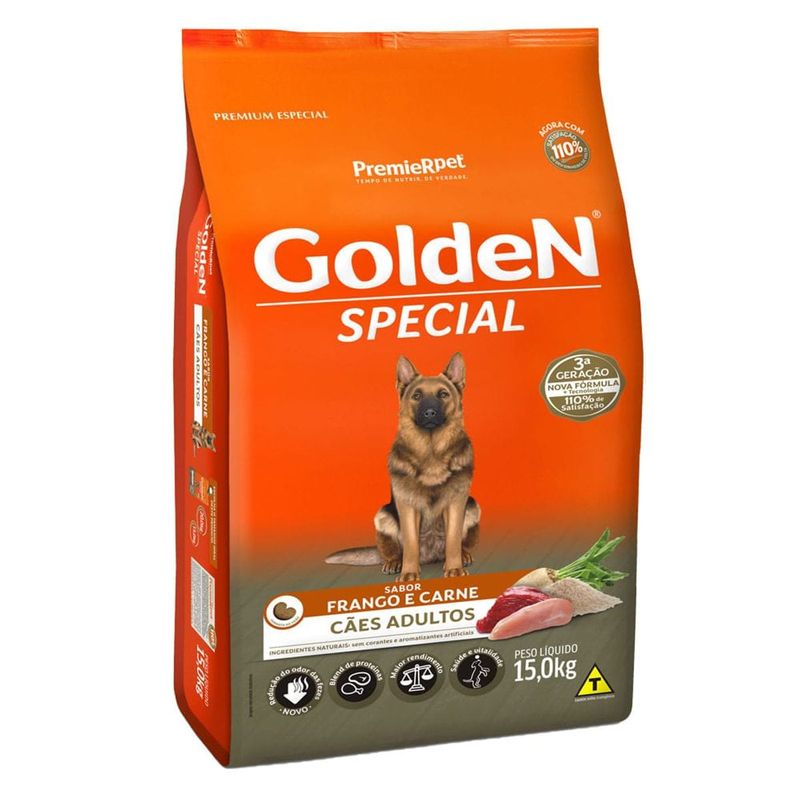 Ra  o Seca Golden Special para C es Adultos Frango e Carne 15kg 1