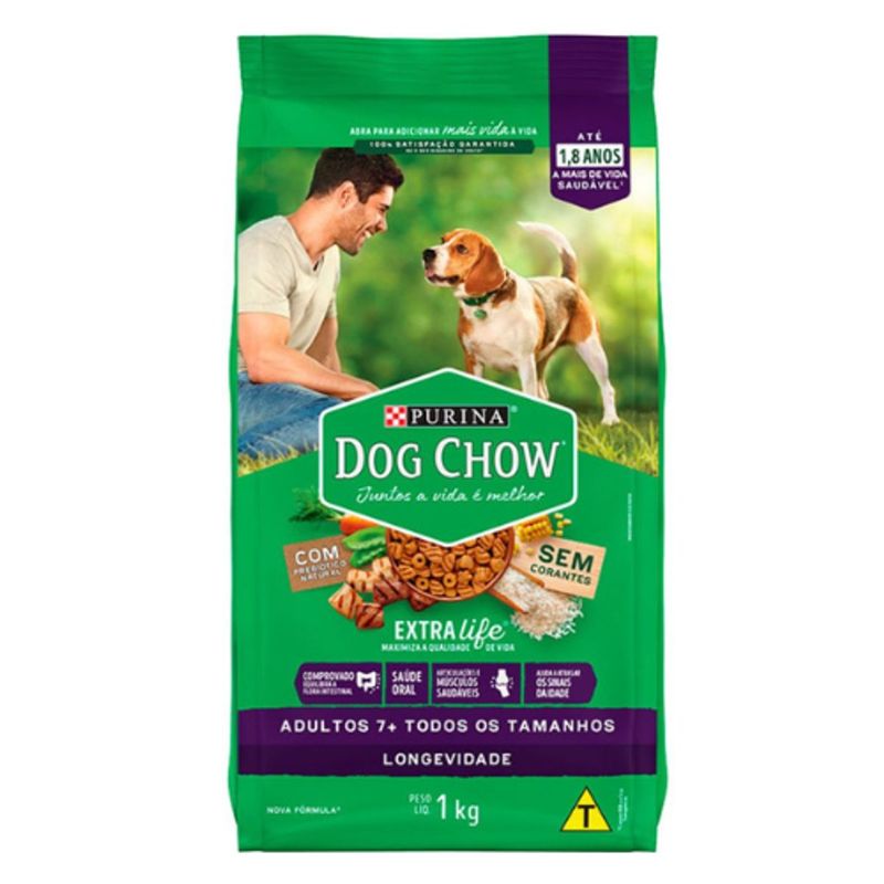 Ra  o Seca Dog Chow Longevidade para C es Idosos Carne  Frango e Arroz 1kg 0
