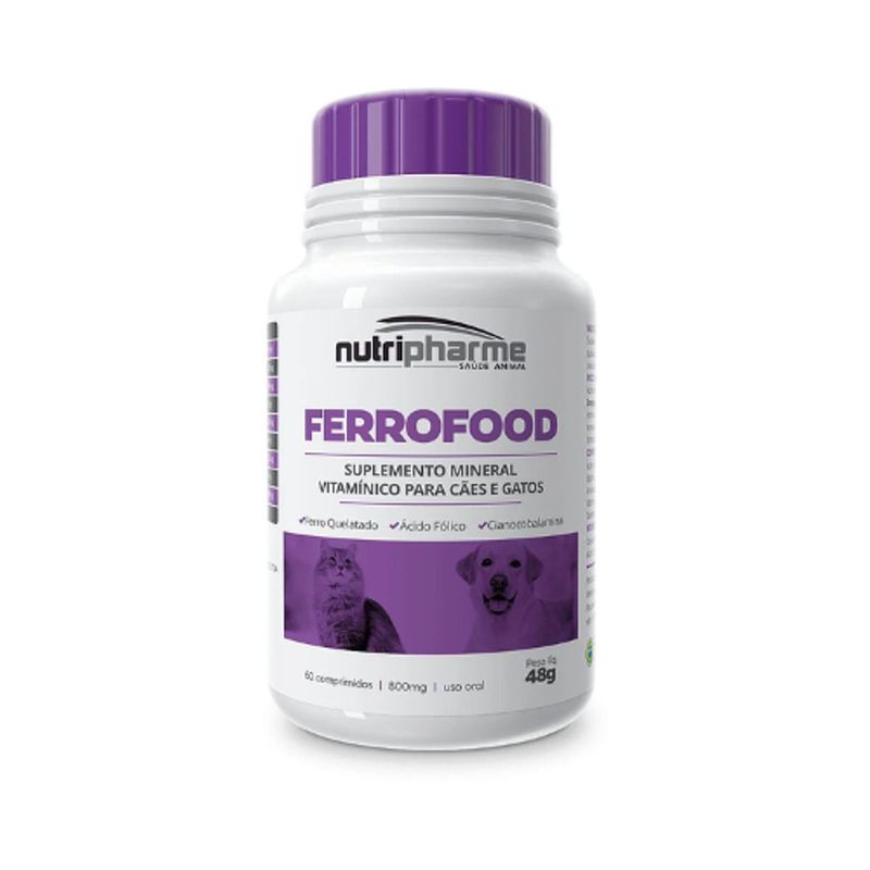 Suplemento Nutripharme Ferrofood para C es e Gatos - Cont m 60 comprimidos 0