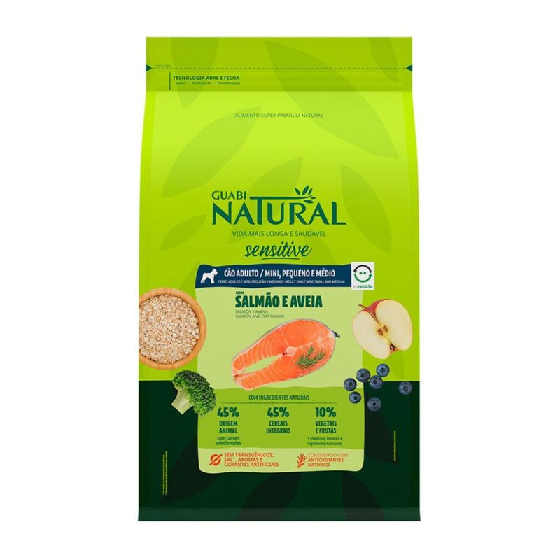 Ra  o Seca Guabi Natural Sensitive para C es Adultos Porte Mini  Pequeno e M dio Salm o e Aveia 10 1kg 0