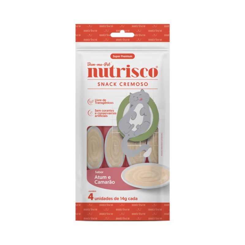 Petisco Nutrisco para Gatos Adultos Atum e Camar o - Pacote com 04 unidades de 14g cada 0