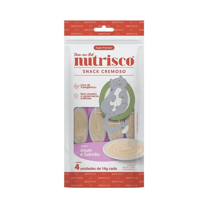 Petisco Nutrisco para Gatos Adultos Atum e Salm o - Pacote com 04 unidades de 14g cada 0