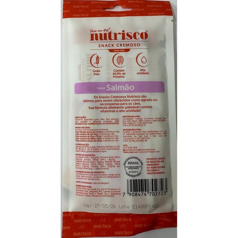 Petisco Nutrisco para C es Salm o - Pacote com 04 unidades de 14g cada 1