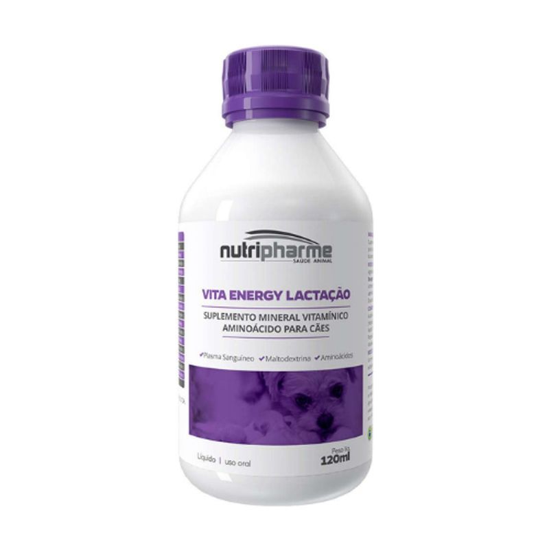 Suplemento Nutripharme Vita Energy Lacta  o para C es 120ml 0