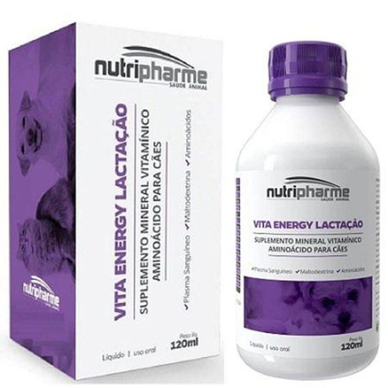 Suplemento Nutripharme Vita Energy Lacta  o para C es 120ml 1