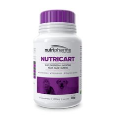 Suplemento Nutripharme Nutricart 1000mg para Cães e Gatos - Contém 30 comprimidos