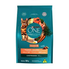 Ração Seca One Visible Nutrition para Gatos Castrados Frango e Salmão 500g