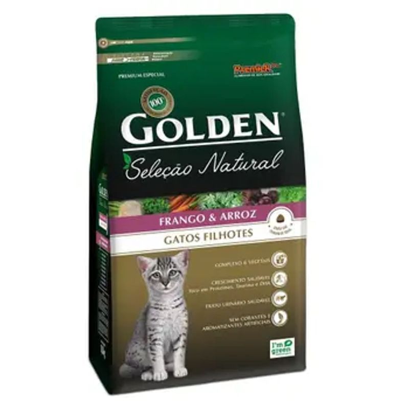 Ra  o Seca Golden Sele  o Natural para Gatos Filhotes Frango 3kg 2