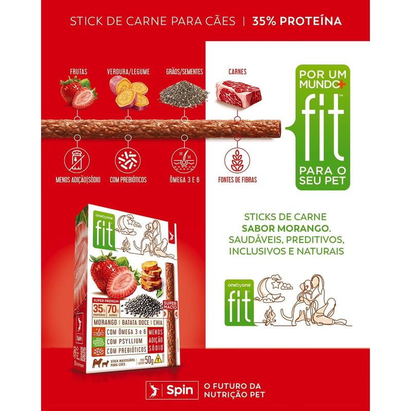 Petisco Spin Pet Stick Fit para C es Morango  Batata-Doce e Chia 50g 3