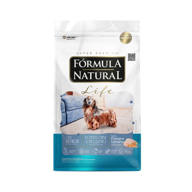 Ra  o Seca F rmula Natural Life S nior 7  para C es Idosos Porte Mini e Pequeno Frango e Cenoura 1kg 0