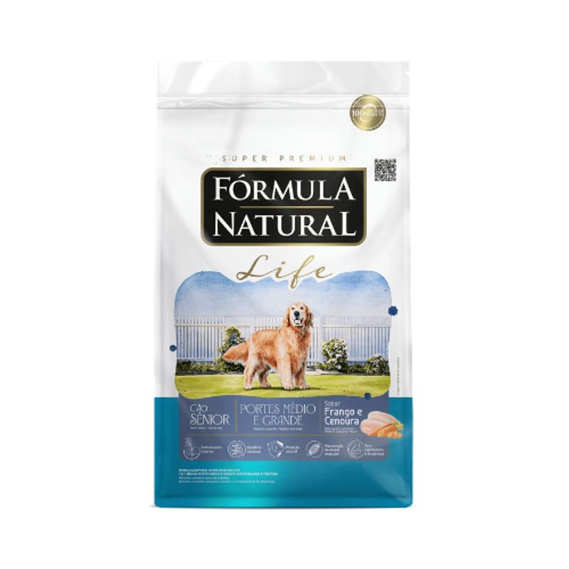 Ra  o Seca F rmula Natural  Life S nior 7  para C es Idosos Porte M dio e Grande Frango e Cenoura 15kg 0