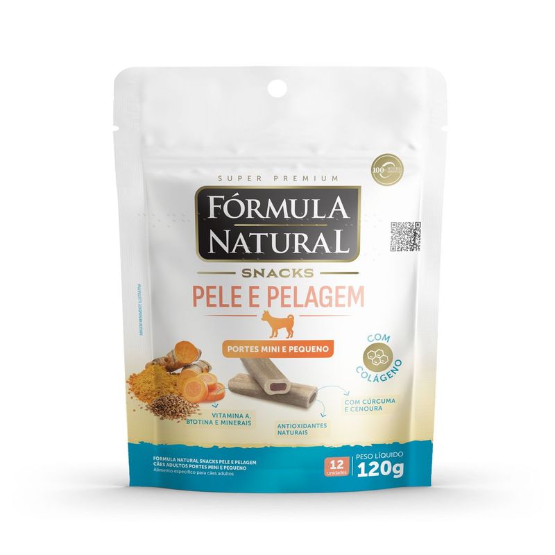 Petisco F rmula Natural Pele e Pelagem para C es Adultos Porte Mini e Pequeno 120g 0
