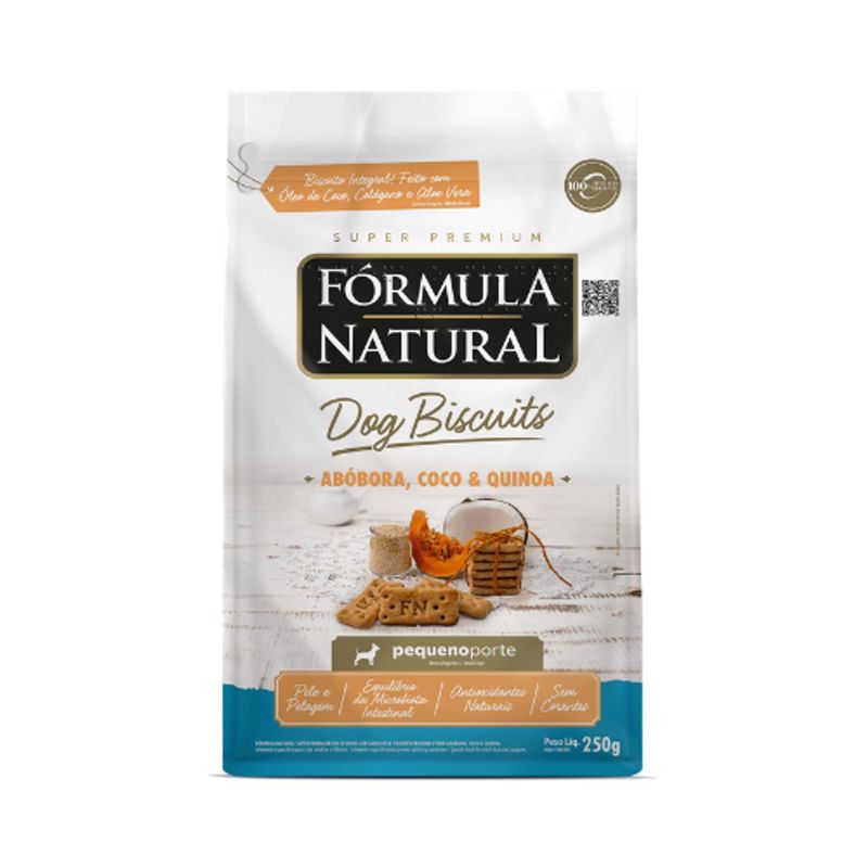 Biscoitos F rmula Natural Dog Biscuits para C es Adultos Porte Pequeno Ab bora  Coco e Quinoa 250g 0